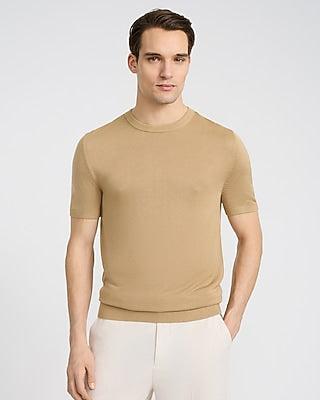 Express Men's Jersey Crew Neck Sweater T-Shirt in Brown Small