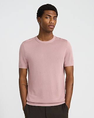 Express Men's Jersey Crew Neck Sweater T-Shirt in Pink Small