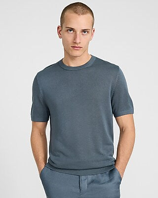 Express Men's Jersey Crew Neck Sweater T-Shirt in Blue Small