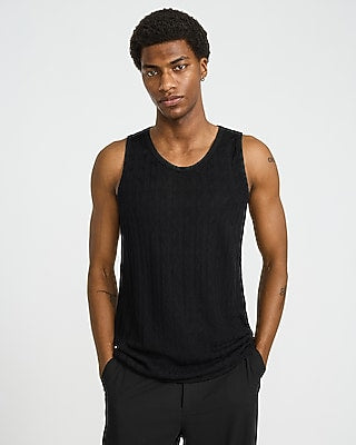 Express Men's Luxtouch Jersey Textured Zig Zag Sweater Tank Top in Black Small