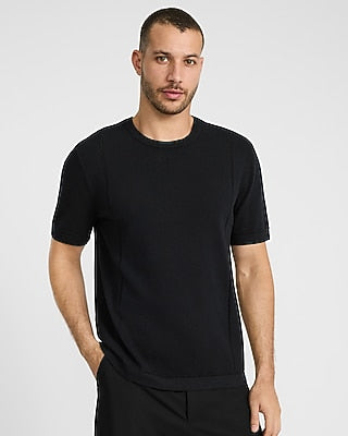 Express Men's Boxy Cotton Crew Neck Sweater T-Shirt in Black Small
