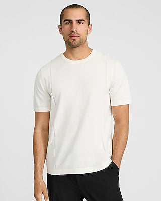Express Men's Boxy Cotton Crew Neck Sweater T-Shirt in White Small