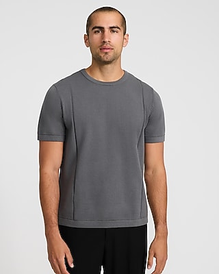 Express Men's Boxy Cotton Crew Neck Sweater T-Shirt in Pebble