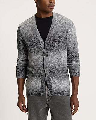 Express Men's Gradient Cotton-Blend Cardigan in Heather Gray