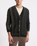 Express Men's Gradient Boucle Textured Y-Neck Cardigan in Scotch Pine