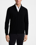Express Men's Full Zip Merino Wool Sweater in Pitch Black