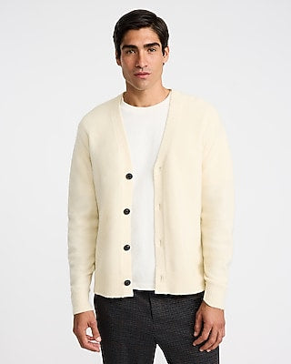 Express Men's Felted Y-Neck Cardigan in Cabana