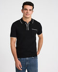 Express Men's Modern Prep Short Sleeve Sweater Polo in Black Small
