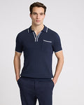 Express Men's Modern Prep Short Sleeve Sweater Polo in Blue Small