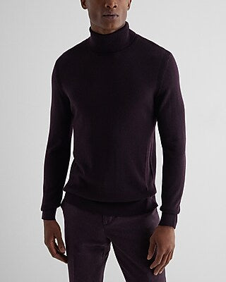 Express Men's Turtleneck Merino Wool Sweater in Dark Purple