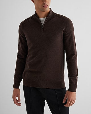 Express Men's Quarter Zip Merino Wool Sweater in Espresso