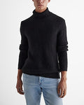 Express Men's Textured Turtleneck Sweater in Pitch Black