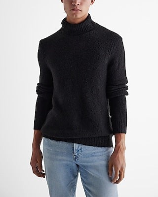 Express Men's Textured Turtleneck Sweater in Pitch Black