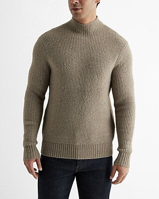 Express Men's Fuzzy Ribbed Turtleneck Sweater in Dusty Sage