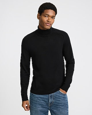 Express Men's Turtleneck Everyday Performance Merino Wool Sweater in Black Small