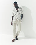 Express Men's Geo Crochet Cotton Short Sleeve Sweater Polo in Ivory