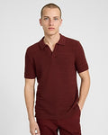Express Men's Textuin Red Boucle Short Sleeve Sweater Polo Small
