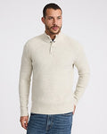 Express Men's Textured Snap Mock Neck Sweater in White Heather