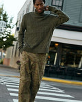 Express Men's Cable Knit Turtleneck Sweater in Green Small