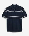 Express Men's Textured Open Knit Striped Cotton Quarter Zip Sweater Polo in Navy Blue