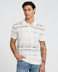Express Men's Textured Asymmetrical Plaid Cotton Sweater Polo in White Small