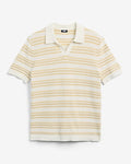 Express Men's Multi Striped Cotton Knit Johnny Collar Sweater Polo in Chalk