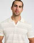 Express Men's Cotton Mini Square Dot Johnny Collar Sweater Polo in White Small