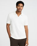 Express Men's Ribbed Johnny Collar Sweater Polo in White Small