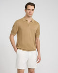 Express Men's Jersey Short Sleeve Sweater Polo in Brown Small