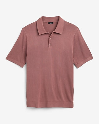 Express Men's Jersey Short Sleeve Sweater Polo in Pink Small