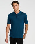Express Men's Jersey Short Sleeve Sweater Polo in Blue Small