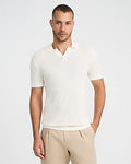 Express Men's Luxtouch Jersey Textured Johnny Collar Sweater Polo in White Small