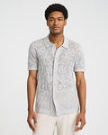 Express Men's Textured Floral Jacquard Cotton Sweater Polo in Gray Small