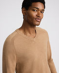 Express Men's V-Neck Everyday Performance Merino Wool Sweater in Camel Heather