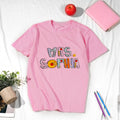 Tijeras de Manzana Personalizadas 100% Algodón Suave Cuello Redondo Camiseta de Profesora con Texto Regalo de Agradecimiento por la Vuelta al Cole para Profesoras