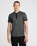 Express Men's Mini Geo Textured Everyday Performance Henley in Black Small