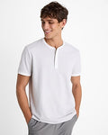 Express Men's Mini Geo Textured Everyday Performance Henley in White Small