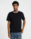 Express Men's Classic Fit Luxe Pique Triple Striped Contrast Trim Crew Neck T-Shirt in Black Small