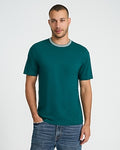 Express Men's Classic Fit Luxe Pique Triple Striped Contrast Trim Crew Neck T-Shirt in Green Small