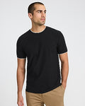 Express Men's Textured Contrast Trim Perfect Fit Premium Weight Crew Neck T-Shirt in Black Small