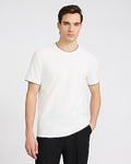 Express Men's Textured Contrast Trim Perfect Fit Premium Weight Crew Neck T-Shirt in White Small