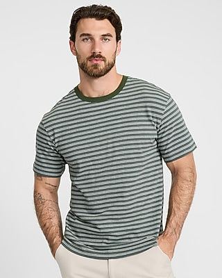 Express Men's Classic Fit Striped Crew Neck T-Shirt in Fern