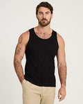 Express Men's Ribbed Cotton-Blend Crew Neck Tank Top in Black Small