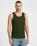 Express Men's Ribbed Cotton-Blend Crew Neck Tank Top in Green Small