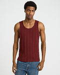Express Men's Ribbed Cotton-Blend Crew Neck Tank Top in Red Small