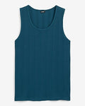 Express Men's Ribbed Cotton-Blend Crew Neck Tank Top in Blue Small