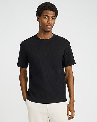 Express Men's Classic Fit Textured Jacquard T-Shirt in Black Small