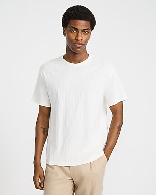 Express Men's Classic Fit Textured Jacquard T-Shirt in White Small
