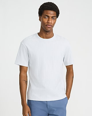 Express Men's Classic Fit Textured Jacquard T-Shirt in Blue Small