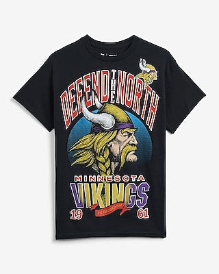 Express Men's Minnesota Vikings Cotton Graphic T-Shirt in Pitch Black